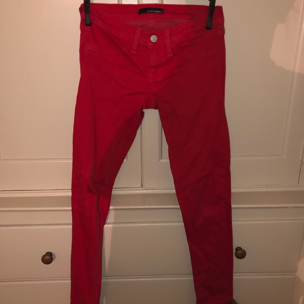 Bright orange jeans